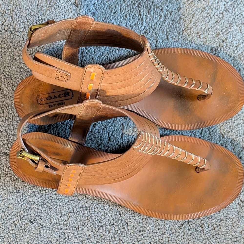 Vintage Coach Leather Sandals Sz 8 - Picture 7 of 11
